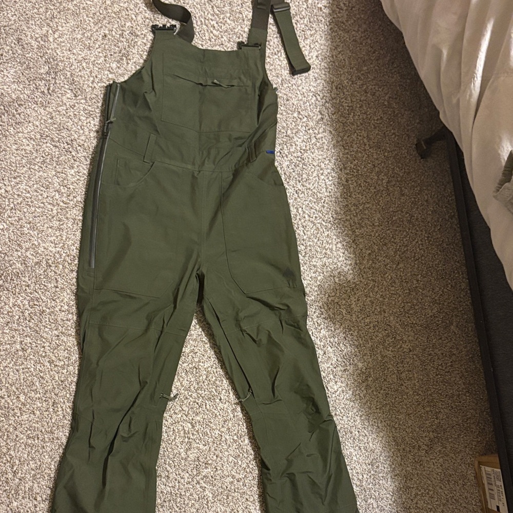Women's Green Burton Snow Bibs
